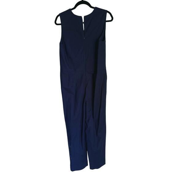 Everlane Structured Cotton Jumpsuit V-Neck Navy Blue 8 Career Quiet Luxury Fall - Picture 3 of 5